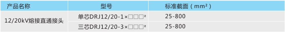 電纜熔接直通接頭產(chǎn)品型號(hào)